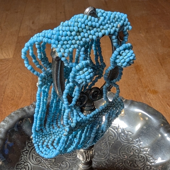 Turquoise Dreams Beaded Cuff Bracelet - Handmade Charm 🌊✨ - Picture 3 of 8